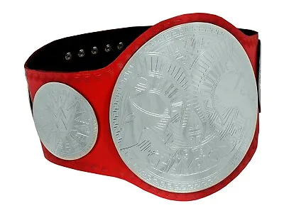 RAW TAG TEAM Championship Title Belt Red Leather Adult Replica 2 Mm Brass • $145