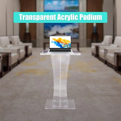 $247 • Buy Clear Church Podium Acrylic Presentation Lectern Pulpit Professional Portable US