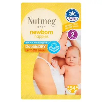 Nutmeg Size 2 Nappies NewBorn 54 Pack • £7.79