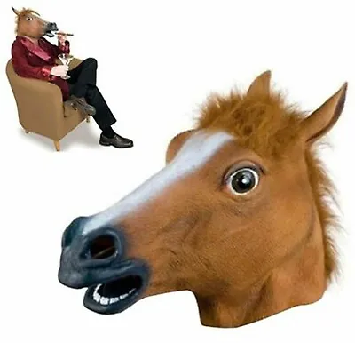 Horse Head Mask Rubber Fancy Adult  Halloween Horse Head Rubber Panto Cosplay UK • £15.99