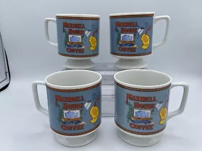 Vintage Maxwell House Coffee Mugs (4) Stackable Cups Footed Japan • $12