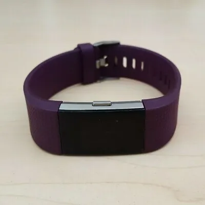 $32.50 • Buy Fitbit Charge 2 Silver Heart Rate Fitness Activity Tracker Purple Band - Large