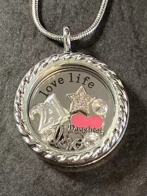 £8.95 • Buy April 21st Birthday Gift Daughter Memory Locket Necklace, Charms + Birthstone