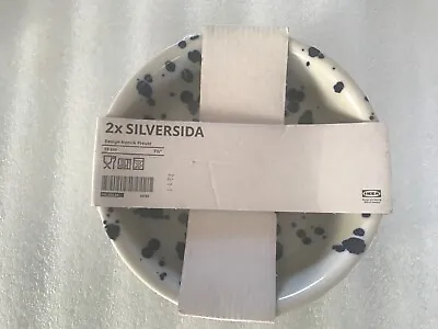 IKEA SILVERSIDA Bowl White Blue Splatter 305.656.86 NEW -7 1/2”- Set Of 2 • $93.99
