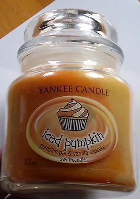 Yankee Medium Vintage Swirl Jar  Iced Pumpkin  Pumpkin Pie & Vanilla Cupcake Usa • £59.95