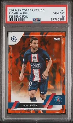 2022-23 Topps UEFA Champions League Inferno Foil Lionel Messi PSA 10 💎 PSG • $115.96