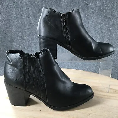 Arizona Jeans Boots Womens 7.5 M Odessa Ankle Booties Black Faux Leather Block • $21.24