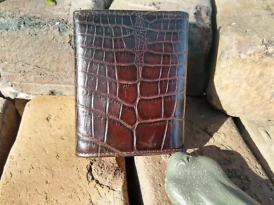 Wild Alligator Tri Fold Short Wallet Gator Swamp Skin Leather Hide Rust Brn FB39 • $225