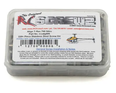 RC Screwz Align T-Rex 700 Nitro Stainless Steel Screw Kit [RCZALG006] • $32.99