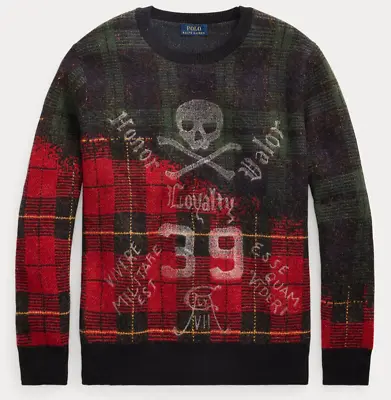 Polo Ralph Lauren Mens Alpaca Wool Skull Bones Plaids Jumper Sweater XL NWOT NEW • $269.93