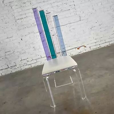 Modern Lucite Chair Rainbow Graduated Back Slats Attr Shlomi Haziza For H Studio • $1295