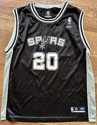 Manu Ginobili Jersey Men Extra Large Black Gray San Antonio Spurs #20 Reebok NBA • $25