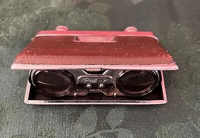 Pal-F Vintage Fold Up Binoculars Theatre Opera Glasses Compact Brown And Chrome • $9.75