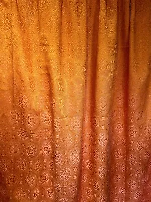 £5 • Buy Vintage 1970s Orange Curtain Heavy Woven Fabric Upholstery Shiny Fabric