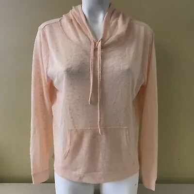 Original Weatherproof Women's Vintage Slub Hooded Shirt Top Peach/Pink Size S • £9.49