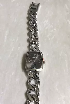 Montres Carlo Women Watch Silver IP WP Rectangle Gray Dial On Chain Bracelet! • $26.10