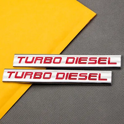 2x Metal Red Turbo Diesel Engine Badge Sticker 6.7L V8 Car Trunk Chrome Emblem • $12.99