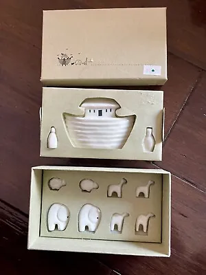 East Of India White Porcelain Miniature Noah's Ark Set Gift Baby Keepsake • £34.70