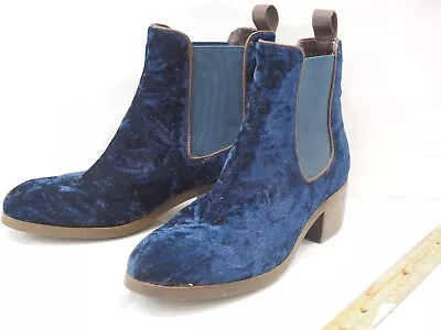 Blue Crushed Velvet Low Boots Coconuts By Mattise Low Boots Sz 7m • $40