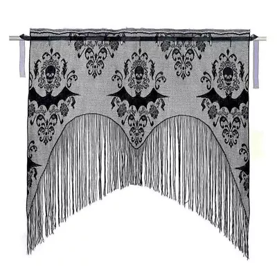 Black Lace Halloween Window Curtains Curtains Skull Window Door Curtains • $12.25