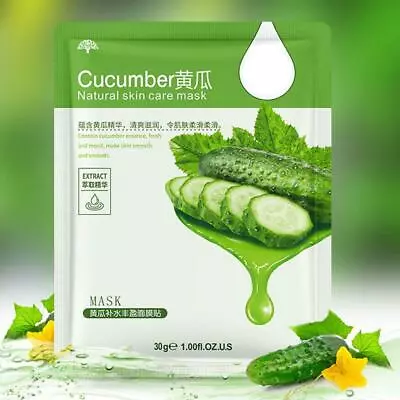 Cucumber Natural Moisturising Hydrating Face Mask Sheet Facial Mask Pack UK Sell • £2.39