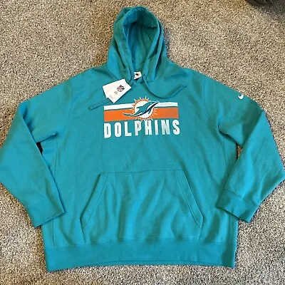 Miami Dolphins Nike Aqua Sideline Club Fleece Pullover Team Hoodie 2XL XXL - NWT • $64.99