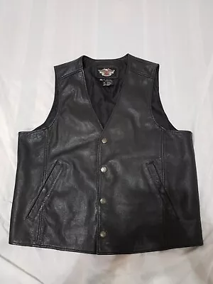 Harley-Davidson Black Leather Riding Vest/RN 103819/CA 03402/Men's Size XL • $34.99