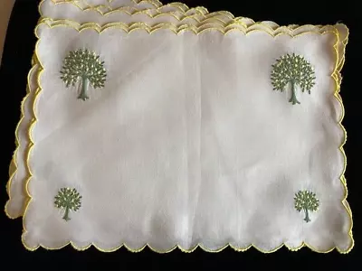 Vintage Madeira Embroidery Placemats Lemon Tree Set Of 6 • $179