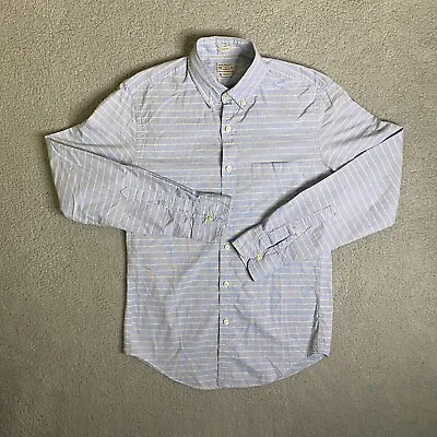 J Crew Button Down Shirt Mens Slim Fit Small Blue Striped Casual Long Sleeve • $7.13