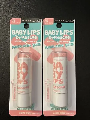 2x Maybelline Baby Lips Moisturizing Balm Lip Balm #55 Coral Crave NEW Sealed • $12.99