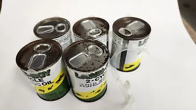 Lot 5 Vintage LAWN BOY 2 CYCLE ASHLESS OIL CAN Pull Tab FULL 4oz. GREAT GRAPHICS • $21.95