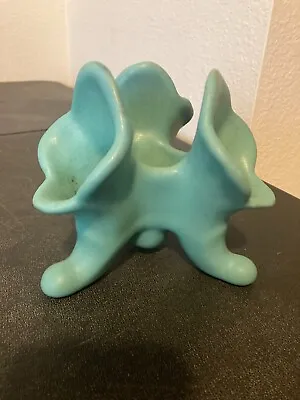 Van Briggle Pottery Turquoise Blue Triple Cornucopias Candle Holder • $69