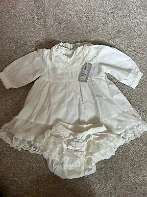 Beautiful River Island Baby Christening Ivory Frilly Dress And Matching Knickers • £12