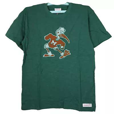 Miami Hurricanes Mitchell & Ness NCAA Shirt L Large Distressed Logo Green NWT • $31.99