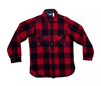 Woolrich Men’s M Red Black Plaid Shadow Buffalo Hunting Wool Shirt Jacket • $79.99