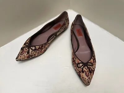 Authentic Missoni Women Ballet Flats Brown Pink Gold EU 41 US 10 • $84.99