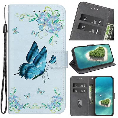 3D Butterfly Wallet Phone Case For IPhone LG Samsung Sony Infinix Tecno Google • £6.60