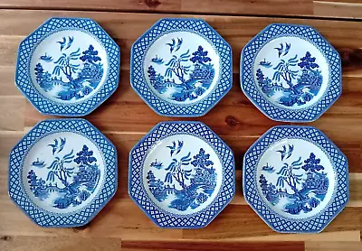 Set Of 6 Blue & White Willow Tea Or Side Dinner Plates J&G Meakin 7 Inches • £32.99