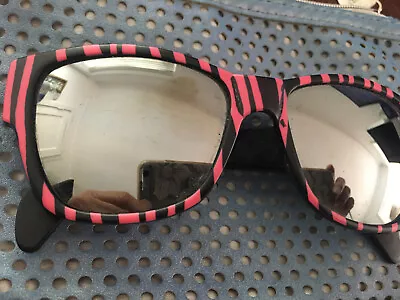 Rare VINTAGE 1970’s I Ski Sunglasses Mirror Lens USA  Zebra Strip Majenta Black • $100