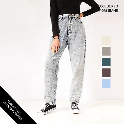 £23 • Buy Vintage Coloured Lee High Waisted Womens Tapered Mom Jeans 26 27 28 29 30 32 34