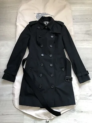 Burberry Trench Coat Sandringham Black Women Size UK 6 / USA 4 / IT 38 • $1100