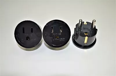 American To European Grounded Schuko Outlet Plug Adapter German France - 3 Pack • $7.99