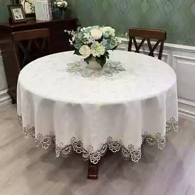 TableCloth Round Tablecloth Lace Europe Dining Tabl Cover Embroidered Dust Cover • $52.93