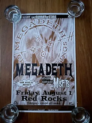 Megadeth Misfits 1997 Red Rocks Gig Tour Poster Danzig American Psycho • $19.99