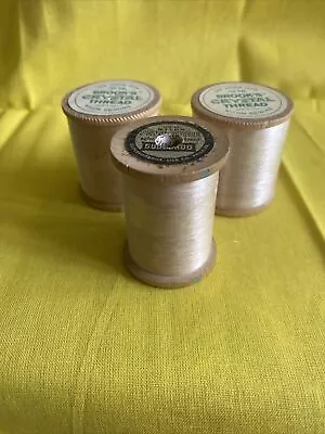 $11.95 • Buy Vintage Brook’s-Gudebrod Invisible Nylon Sewing Thread Wooden Spools Lot Of 3
