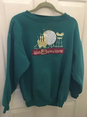 Vintage Walt Disney World Embroidered Sweatshirt Green S / M ~ Epcot MGM Castle • $45