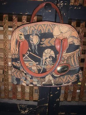 Vintage ETRUSCO Tapestry & Leather Italian Hand Bag • $40