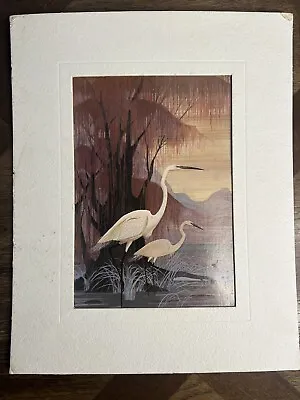 Vintage Hero Nim Asian Windsor Art Oriental Egrets Birds Art Print • $18