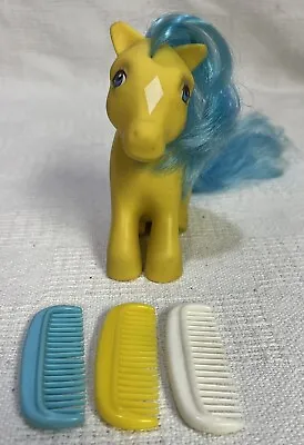 1983 My Little Pony Hasbro G1 Bubbles Toy Figure Sitting MLP. FLAWS. With Combs • $10