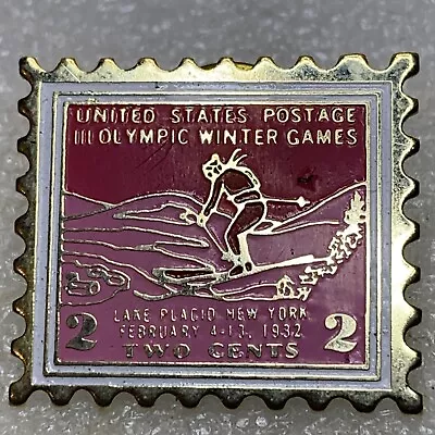 Lake Placid Olympic Games Stamp Pin Badge • $3.79